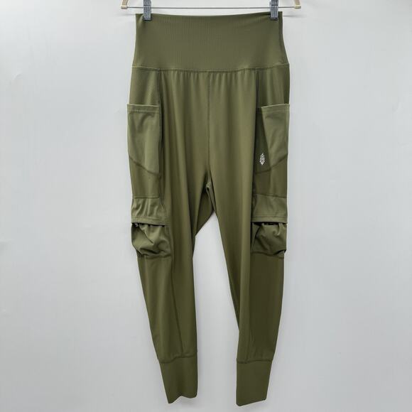 Free People Movement Take A Hike Harem Pants Sz M Olive Green Cargo Stretch - Picture 4 of 15